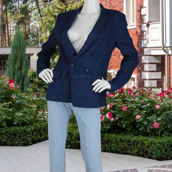 Womens Banana Republic Plaid Blue Career Work Office Blazer Suit Jacket 10 M - Picture 8 of 13